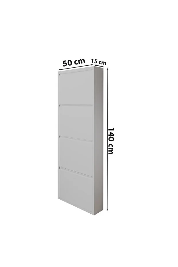 Kilitli 4'lü Metal Ayakkabılık - Beyaz